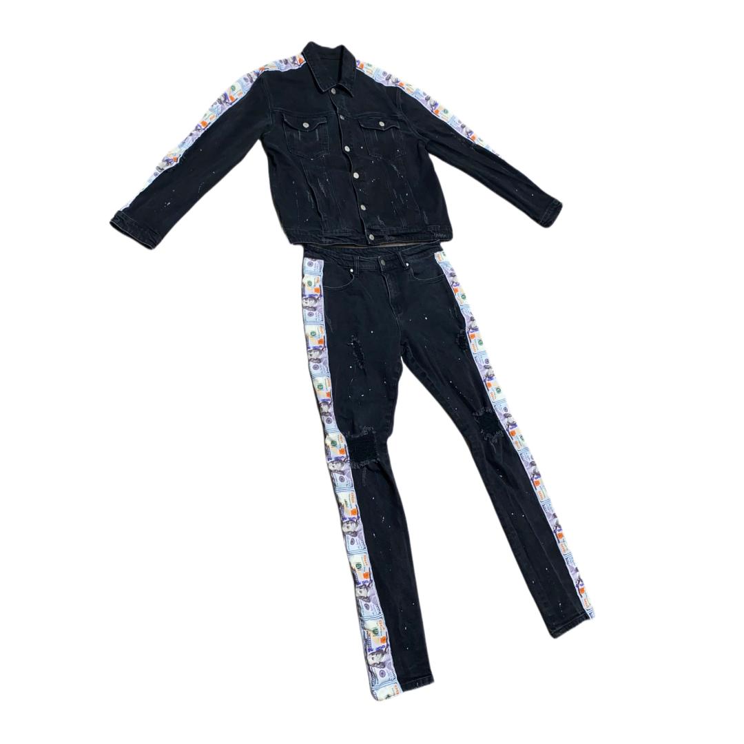 "BENJIZ" JEANS/JACKET DENIM SET (BLACK)